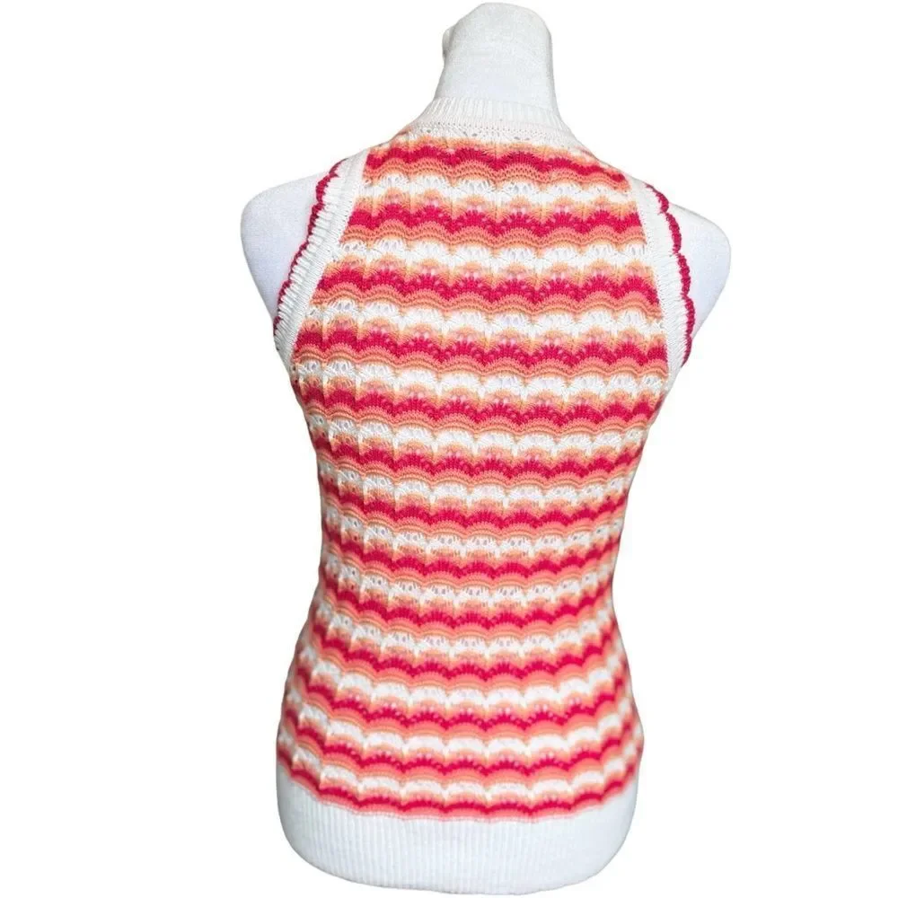 LOFT Petites Sleeveless Colorful Scalloped Halter Sweater Tank. XSP. NWOT. - Picture 3 of 7